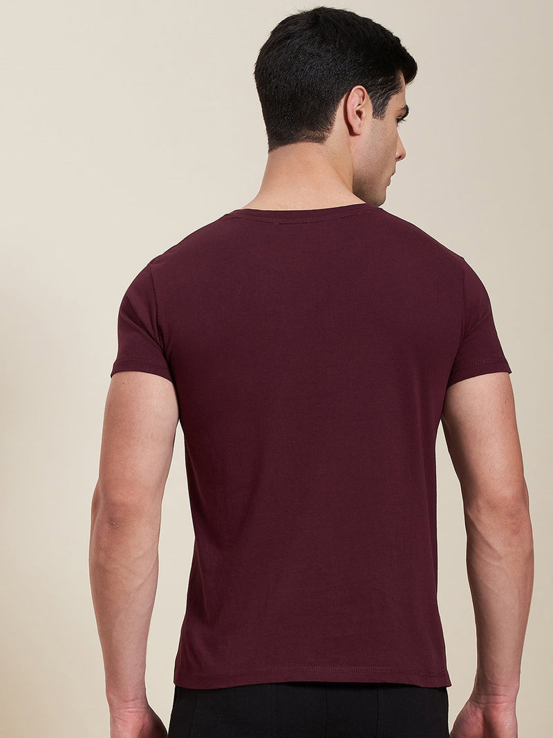Men Burgundy Slim Fit MASCLN ORIGINAL T-Shirt