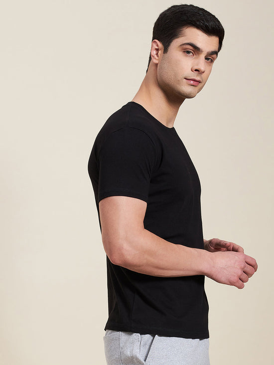 Men Black Slim Fit Back Print MASCLN Logo T-Shirt