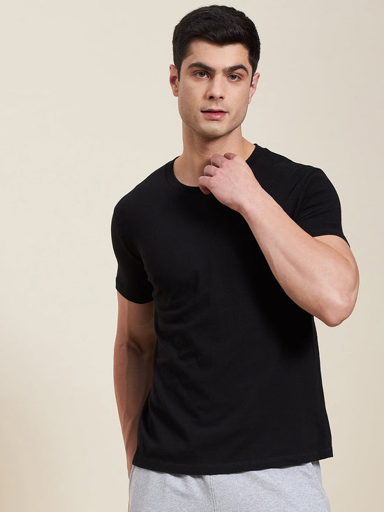 Men Black Slim Fit Back Print MASCLN Logo T-Shirt