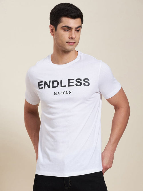 Men White ENDLESS Regular Fit T-Shirt