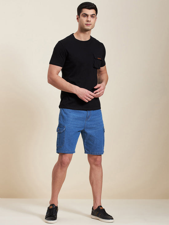 Men Black Box Pocket Regular T-Shirt