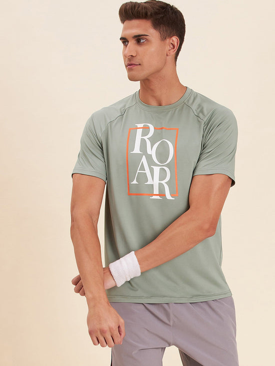 Men Light Olive ROAR Dry Fit Raglan T-Shirt