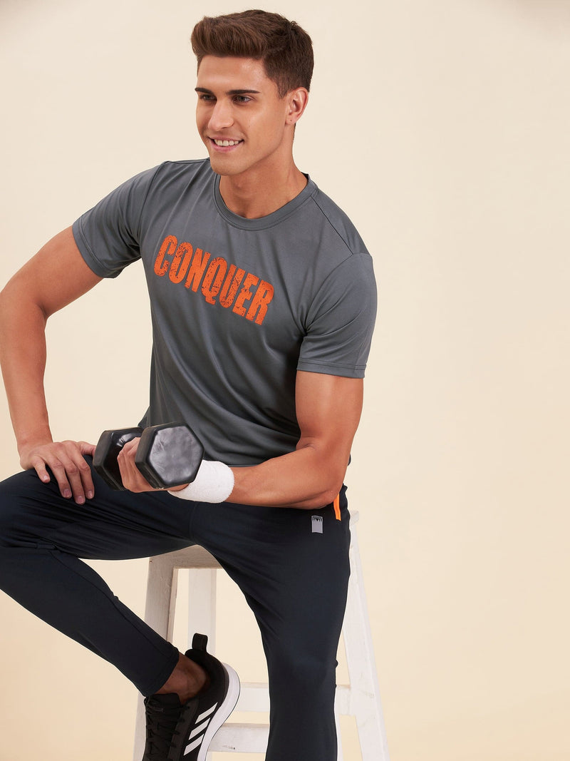 Men Grey CONQUER Dry Fit T-Shirt