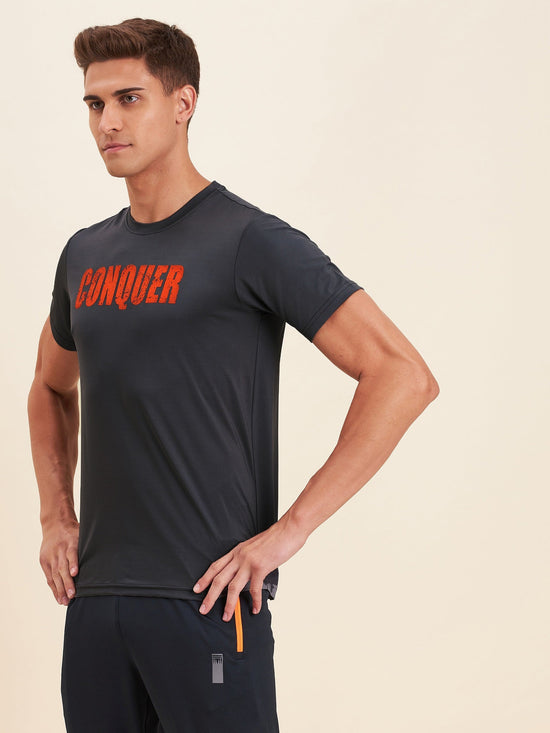 Men Grey CONQUER Dry Fit T-Shirt