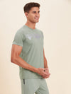 Men Light Olive Brand Logo Dry Fit T-Shirt