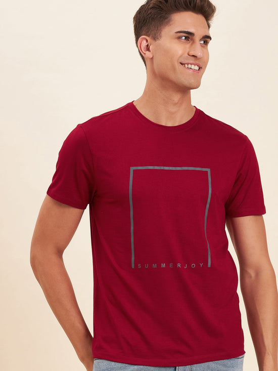 Men Red Viscose SUMMER JOY T-Shirt