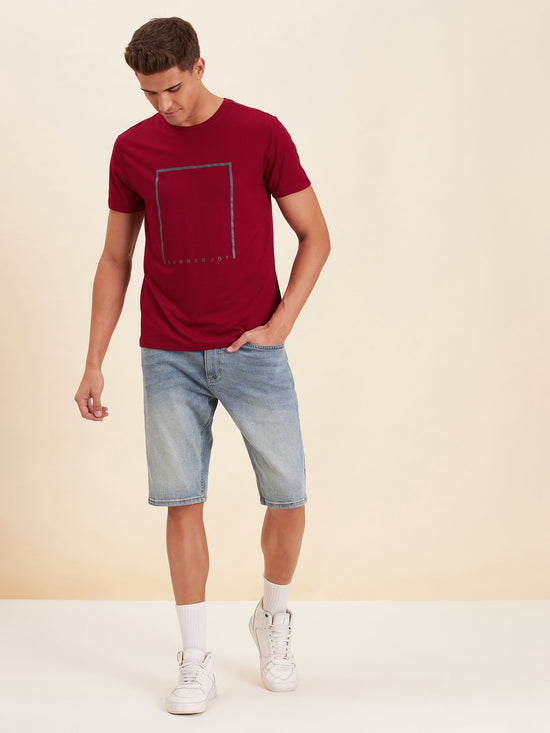 Men Red Viscose SUMMER JOY T-Shirt