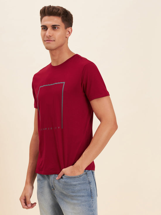 Men Red Viscose SUMMER JOY T-Shirt