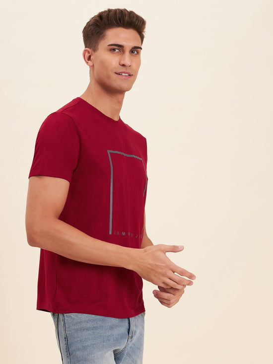 Men Red Viscose SUMMER JOY T-Shirt