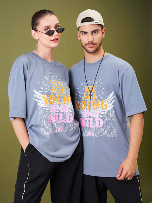 Unisex Grey YOUNG WILD & FREE Oversize T-Shirt