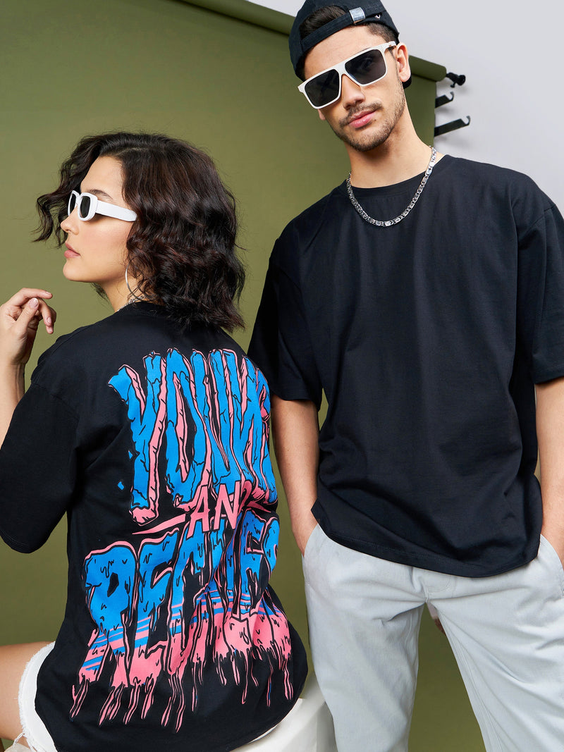 Unisex Black YOUNG & RECKLESS Oversized T-Shirt