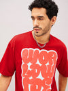 Unisex Red World Wide Oversized T-Shirt