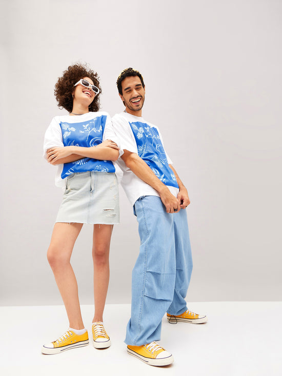 Unisex White Ocean Oversized T-Shirt