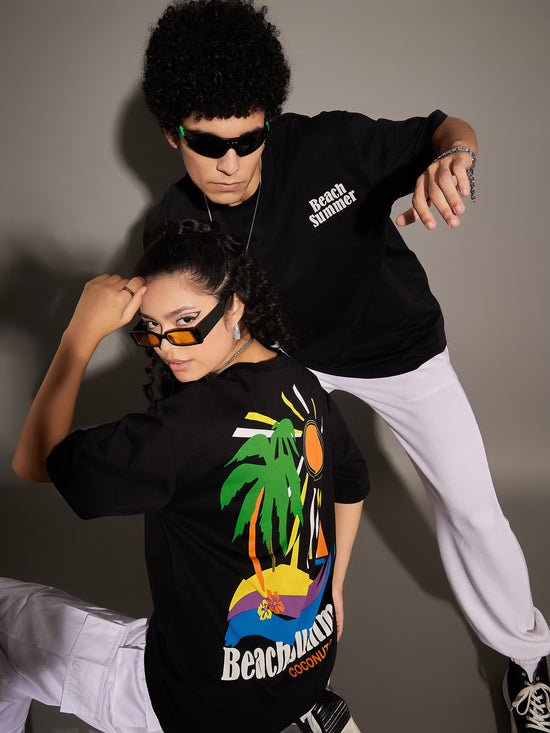 Unisex Black Beach Summer Oversized T-Shirt