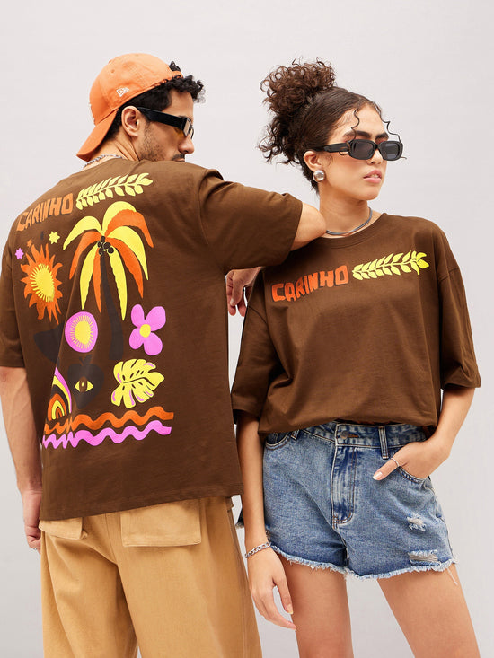 Unisex Brown Carinho Oversized T-Shirt