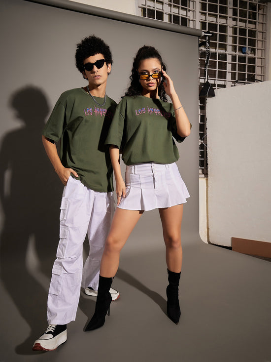 Unisex Olive Los Angeles Oversized T-Shirt