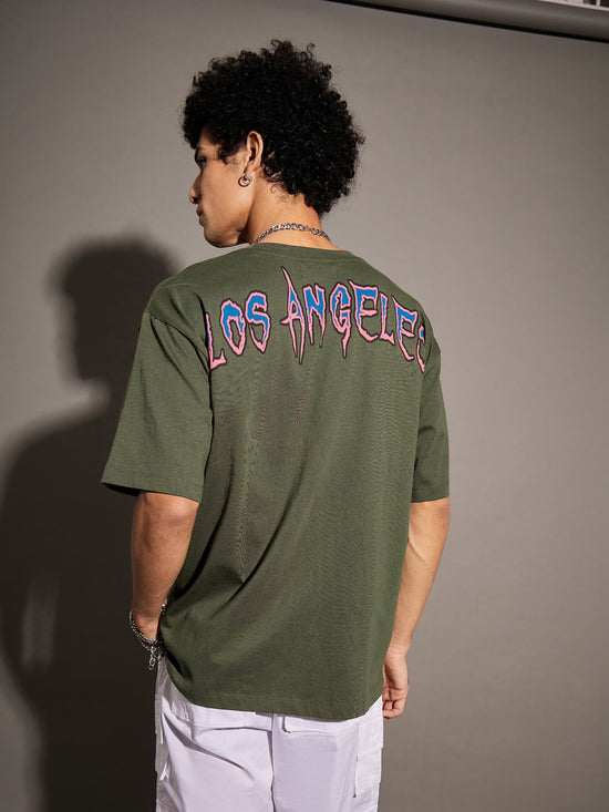 Unisex Olive Los Angeles Oversized T-Shirt