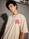 Unisex Beige True Floral Print Oversized T-Shirt