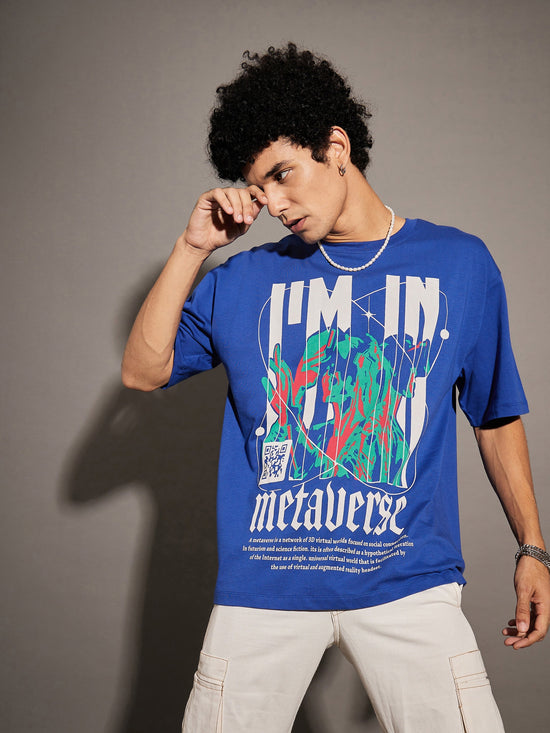 Unisex Navy I'M In Metaverse Oversized T-Shirt