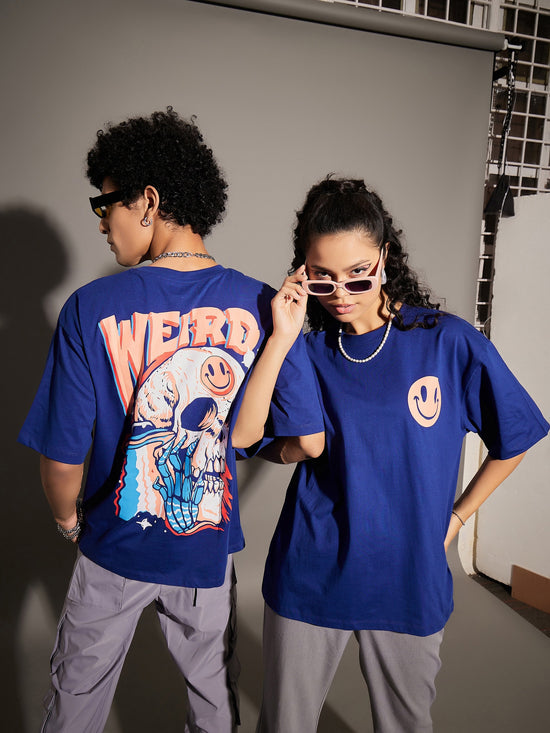 Unisex Blue Weird Oversized T-Shirt