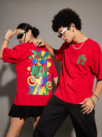 Unisex Red Meet Again Print Oversized T-Shirt