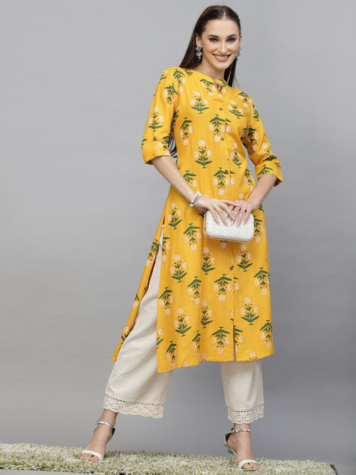 Women's Floral Printed A-Line Kurta