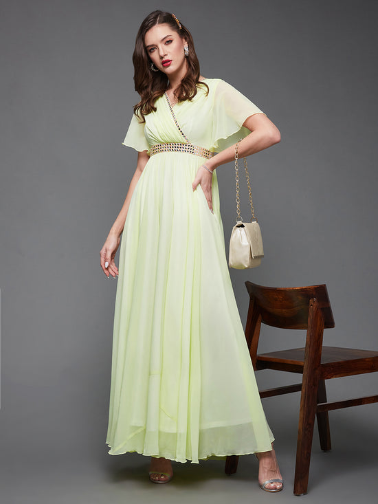 Inches Make Champions Flared Maxi Dress Lemon Yellow