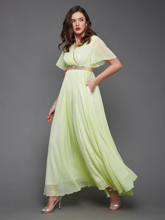 Inches Make Champions Flared Maxi Dress Lemon Yellow