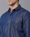 Prototype Men Solid Casual Blue Shirt