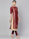 Golden Block Printed Layered Kurta