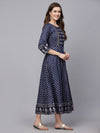 Women's Gold Printed Rayon Anarkali Kurta