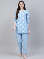 Women's Printed Cotton Night Suit Set