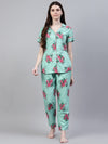 Women's Floral Print Rayon Night Suit Set