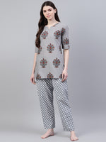 Women's Floral Print Cotton Night Suit Set