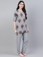 Women's Floral Print Cotton Night Suit Set