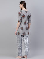 Women's Floral Print Cotton Night Suit Set