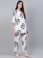 Women's Floral Print Cotton Night Suit Set