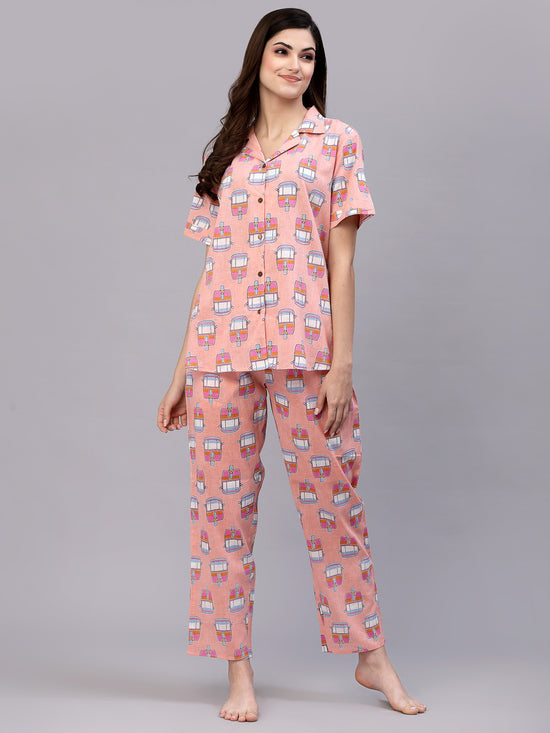 Women's Printed Cotton Night Suit