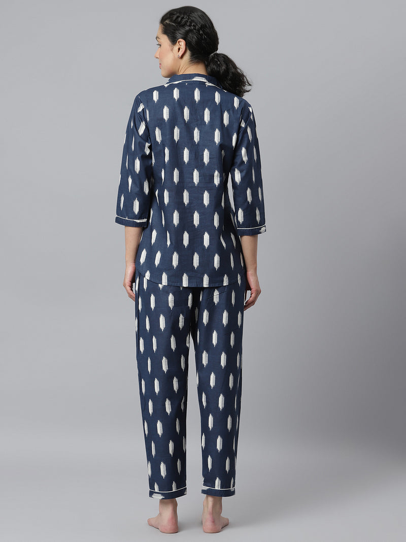 Women's Ikat Printed Rayon Night Suit Set