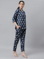 Women's Ikat Printed Rayon Night Suit Set