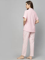 Women's Striped Cotton Blend Night Suit