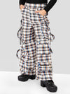 Girls Brown Checkered Comfort Fit Cargo Pants