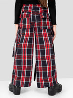 Girls Red Checkered Comfort Fit Cargo Pants