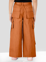 Girls Burnt Orange Cotton Comfort Fit Cargo Pants