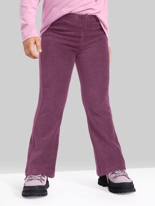 Girls Mauve Flared Corduroy Parallel Trousers