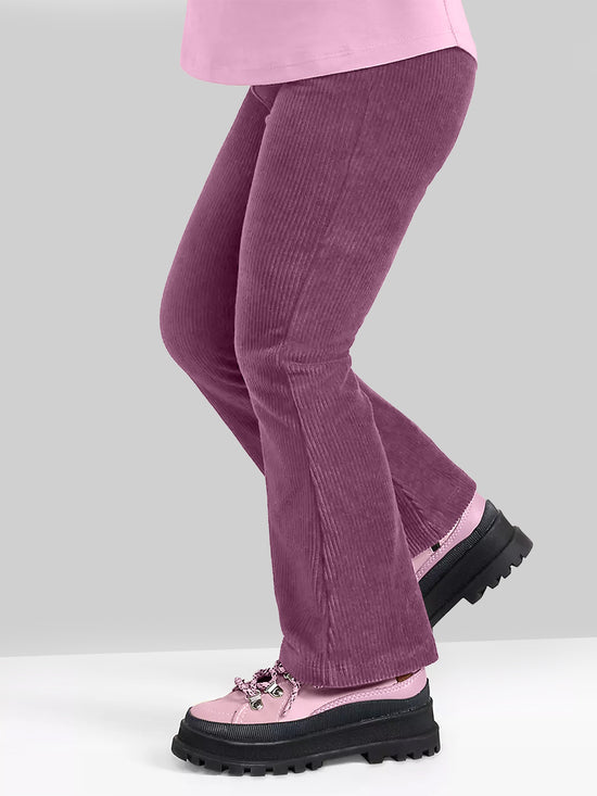 Girls Mauve Flared Corduroy Parallel Trousers