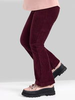 Girls Maroon Flared Corduroy Parallel Trousers