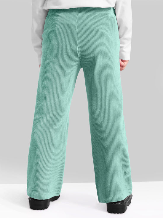 Girls Green Flared Corduroy Parallel Trousers