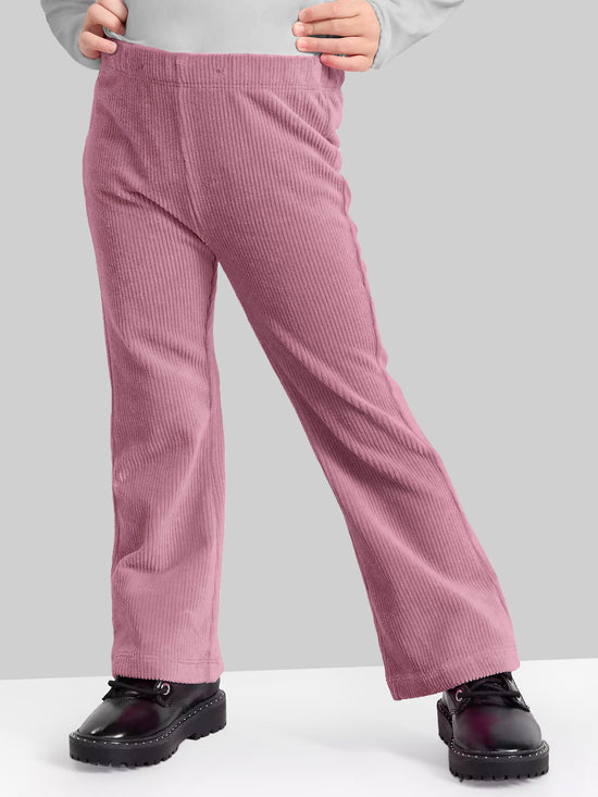 Girls Pink Flared Corduroy Parallel Trousers