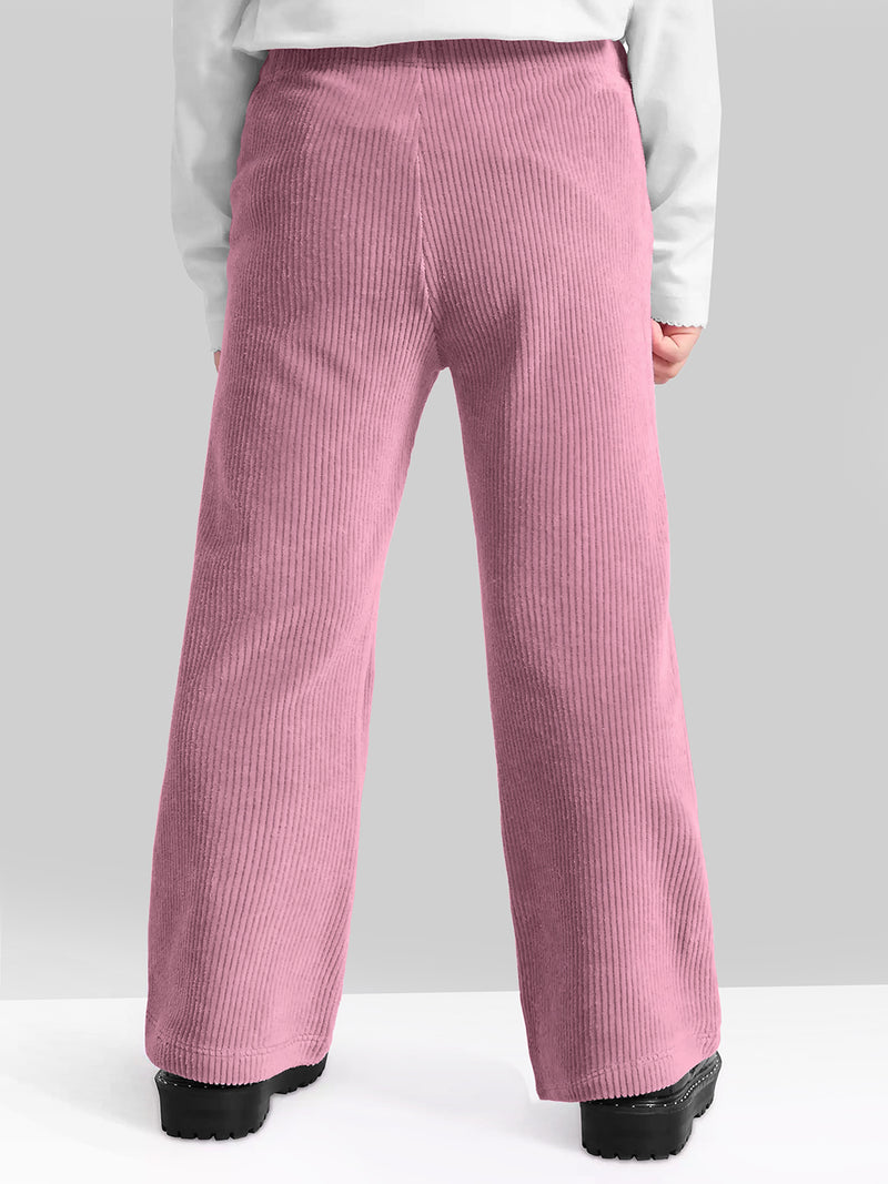 Girls Pink Flared Corduroy Parallel Trousers